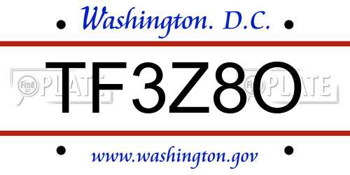 TF3Z8O District Of Columbia License Plate