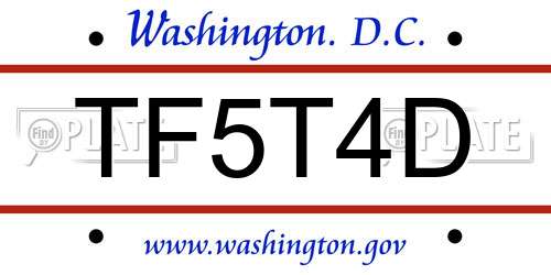 TF5T4D District Of Columbia License Plate