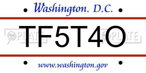 TF5T4O District Of Columbia License Plate