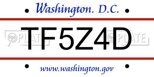 TF5Z4D District Of Columbia License Plate