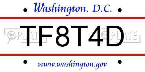 TF8T4D District Of Columbia License Plate