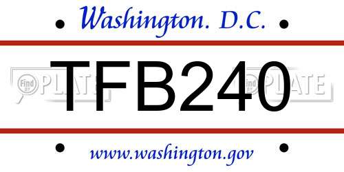TFB240 District Of Columbia License Plate