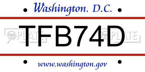 TFB74D District Of Columbia License Plate