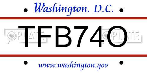 TFB74O District Of Columbia License Plate
