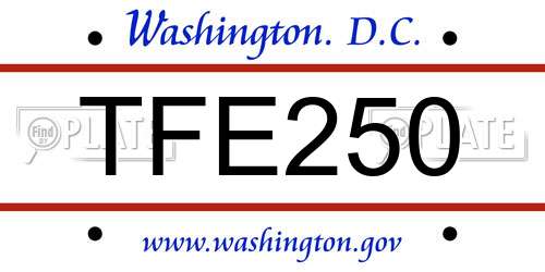 TFE250 District Of Columbia License Plate