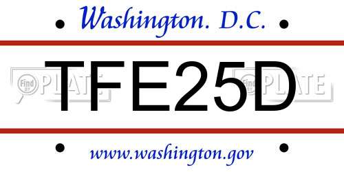 TFE25D District Of Columbia License Plate