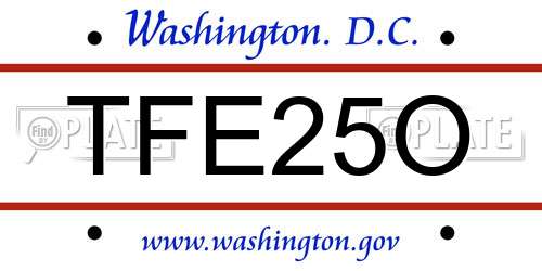 TFE25O District Of Columbia License Plate