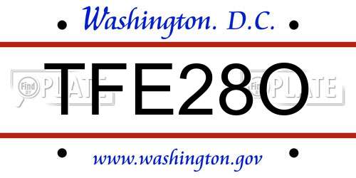 TFE28O District Of Columbia License Plate