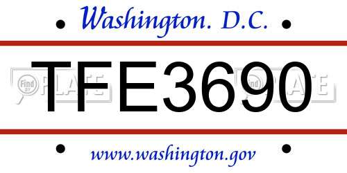TFE3690 District Of Columbia License Plate