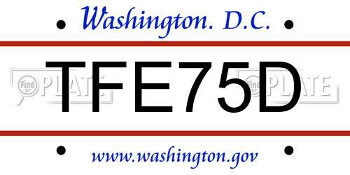 TFE75D District Of Columbia License Plate