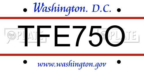 TFE75O District Of Columbia License Plate