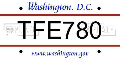 TFE780 District Of Columbia License Plate