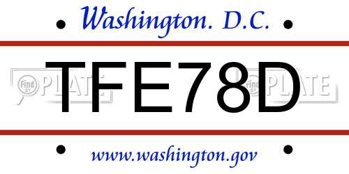 TFE78D District Of Columbia License Plate