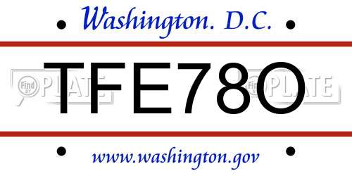 TFE78O District Of Columbia License Plate