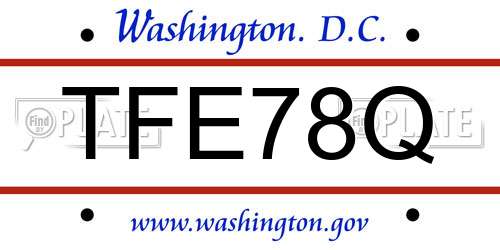 TFE78Q District Of Columbia License Plate