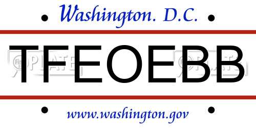 TFEOEBB District Of Columbia License Plate