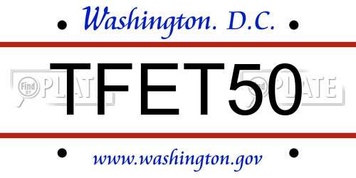 TFET50 District Of Columbia License Plate