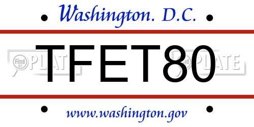 TFET80 District Of Columbia License Plate