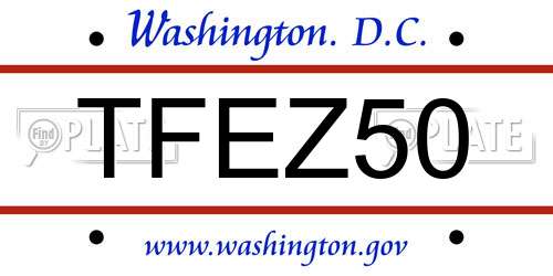 TFEZ50 District Of Columbia License Plate