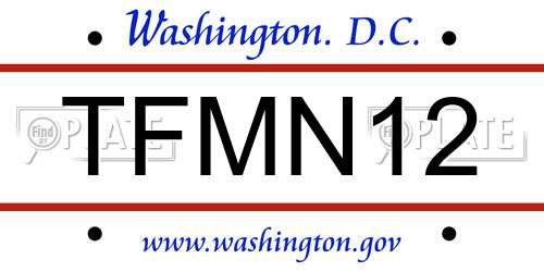 TFMN12 District Of Columbia License Plate