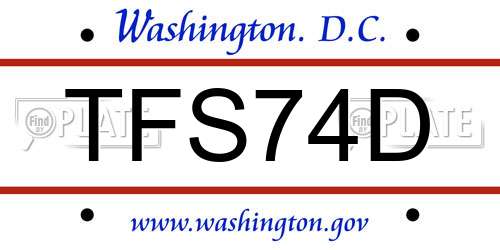 TFS74D District Of Columbia License Plate