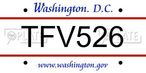 TFV526 District Of Columbia License Plate