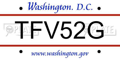 TFV52G District Of Columbia License Plate