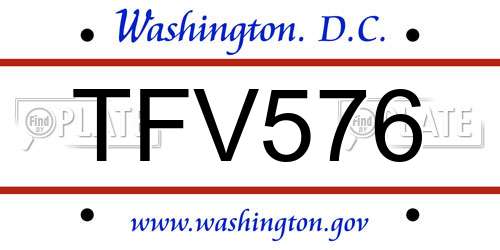 TFV576 District Of Columbia License Plate