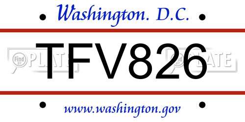TFV826 District Of Columbia License Plate