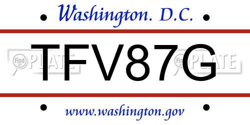 TFV87G District Of Columbia License Plate