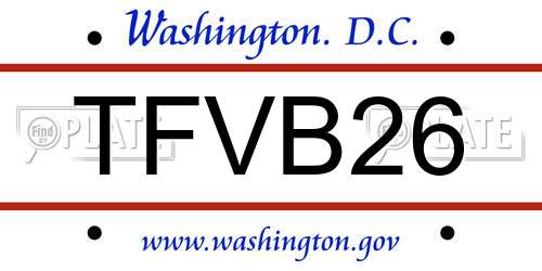 TFVB26 District Of Columbia License Plate
