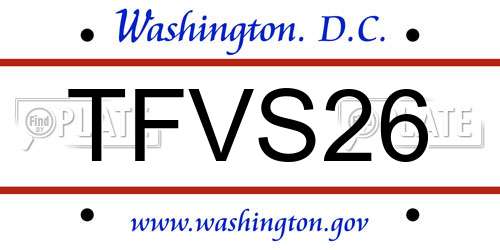 TFVS26 District Of Columbia License Plate