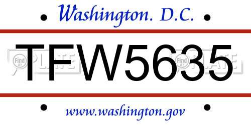 TFW5635 District Of Columbia License Plate