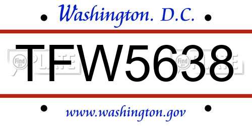 TFW5638 District Of Columbia License Plate