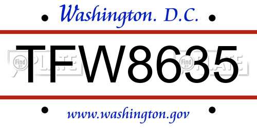 TFW8635 District Of Columbia License Plate