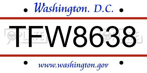 TFW8638 District Of Columbia License Plate