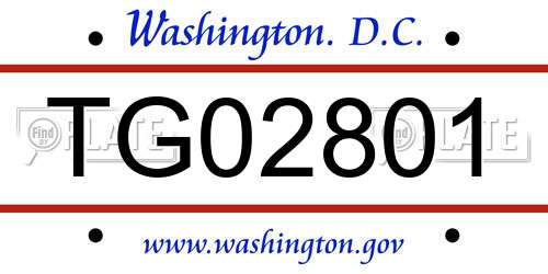 TG02801 District Of Columbia License Plate