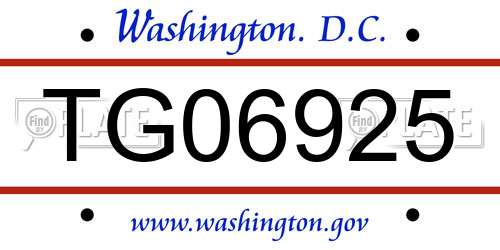 TG06925 District Of Columbia License Plate
