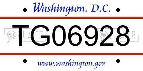 TG06928 District Of Columbia License Plate