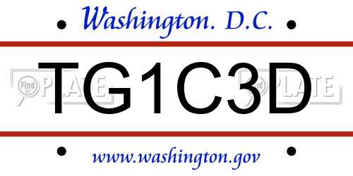 TG1C3D District Of Columbia License Plate