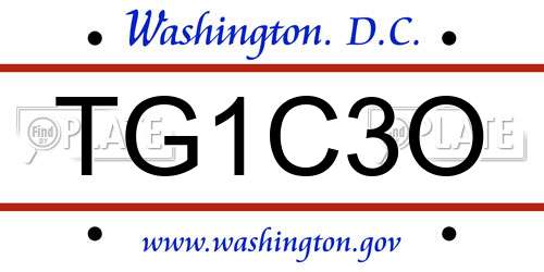 TG1C3O District Of Columbia License Plate