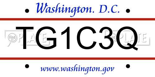 TG1C3Q District Of Columbia License Plate
