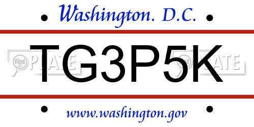 TG3P5K District Of Columbia License Plate