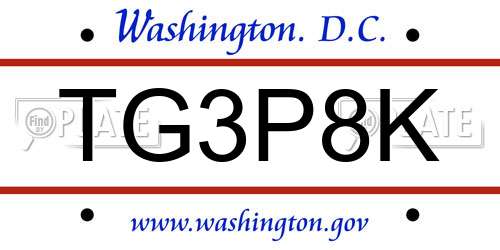 TG3P8K District Of Columbia License Plate