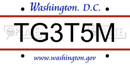 TG3T5M District Of Columbia License Plate