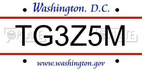 TG3Z5M District Of Columbia License Plate