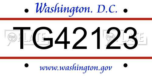 TG42123 District Of Columbia License Plate