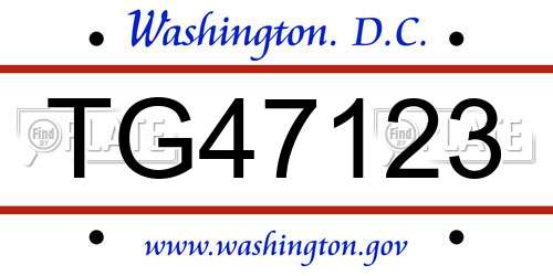 TG47123 District Of Columbia License Plate