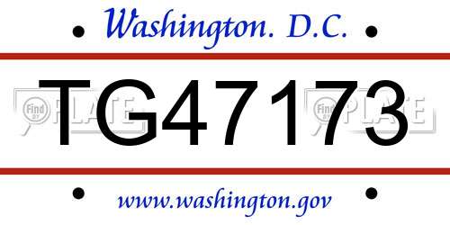 TG47173 District Of Columbia License Plate