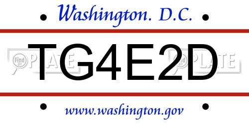 TG4E2D District Of Columbia License Plate